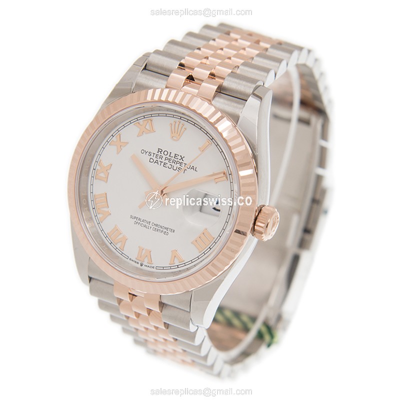 Rolex DATEJUST Replica - Automatic - 18kt Rose Gold & Steel - White Dial - View 3