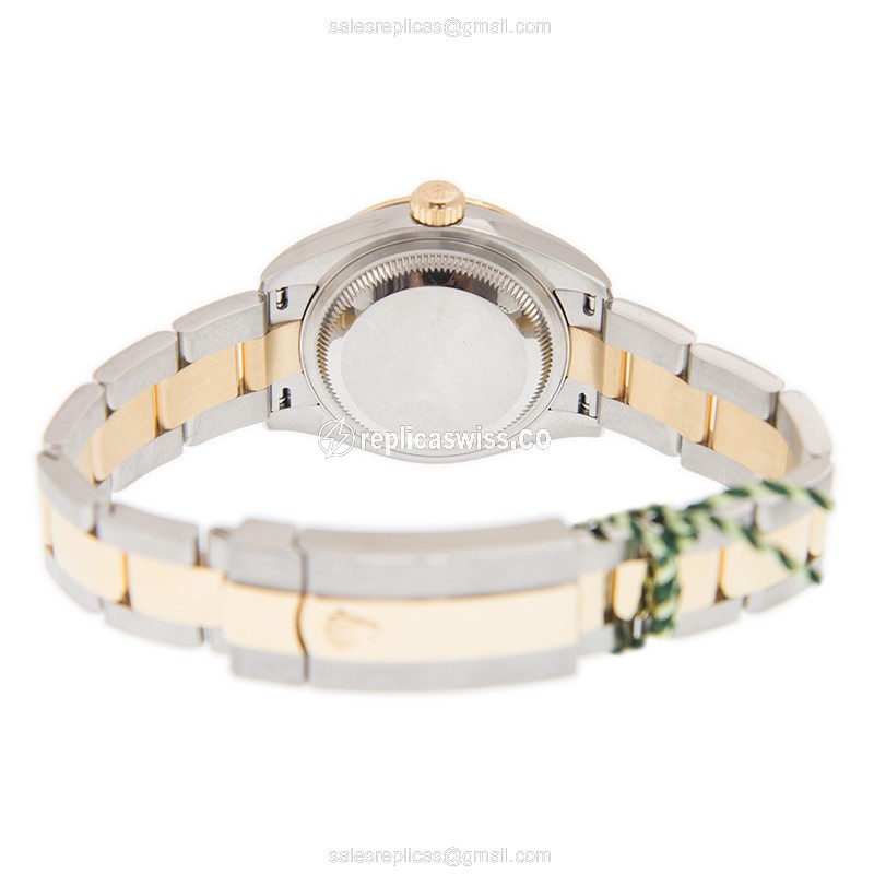 Rolex Lady Datejust Replica - Automatic - 18kt Gold & Diamond - White Dial, Gold Strap - View 4