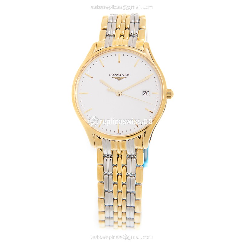 Longines Lyre Quartz - Gold-Plated & Steel - White Dial - Gold Strap - View 2