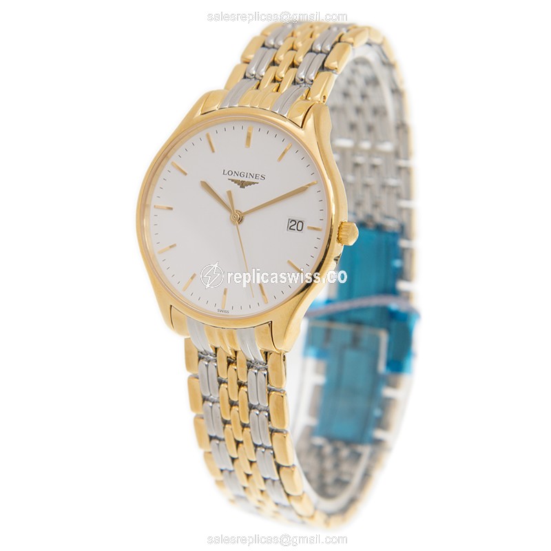 Longines Lyre Quartz - Gold-Plated & Steel - White Dial - Gold Strap - View 3