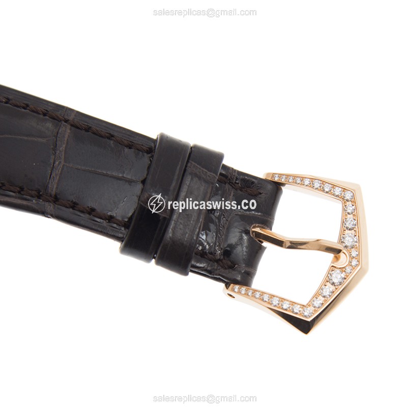 Patek Philippe 7130R-013 Replica - Auto - 18kt Rose Gold - Diamond - White Dial - Brown Leather Buckle - View 4