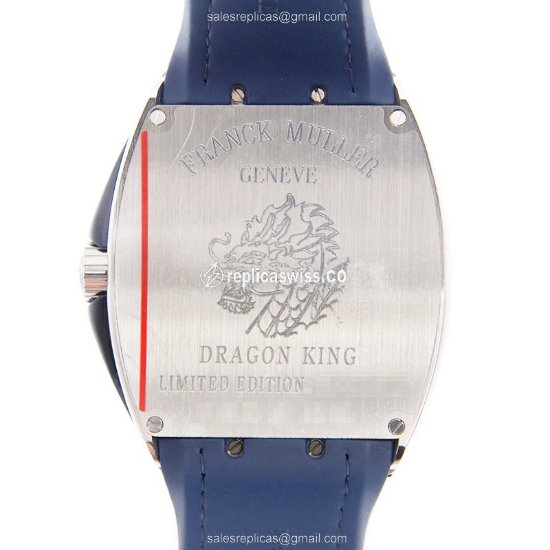Franck Muller V 45 SC DT DRAGON KING AC.BL Vanguard Auto - Blue Steel Case, Blue Dial, Leather Strap - View 4