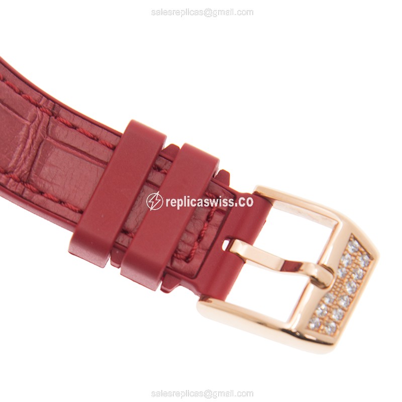 Franck Muller V35SCATFOD-18ktRoseGold&Diamonds-Automatic-GoldDial-LeatherRedBuckle - View 4