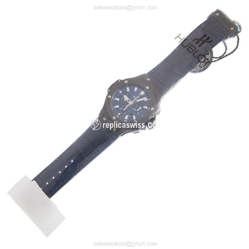 Hublot BIG BANG Replica - Automatic - Ceramic Case - Blue Dial - Blue Leather Strap - View 2