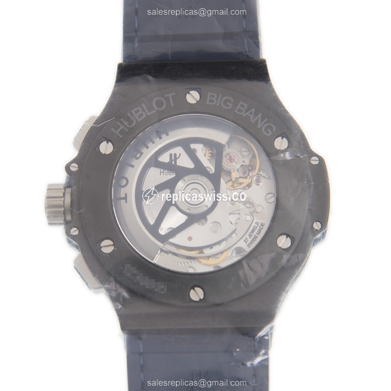 Hublot BIG BANG Replica - Automatic - Ceramic Case - Blue Dial - Blue Leather Strap - View 3