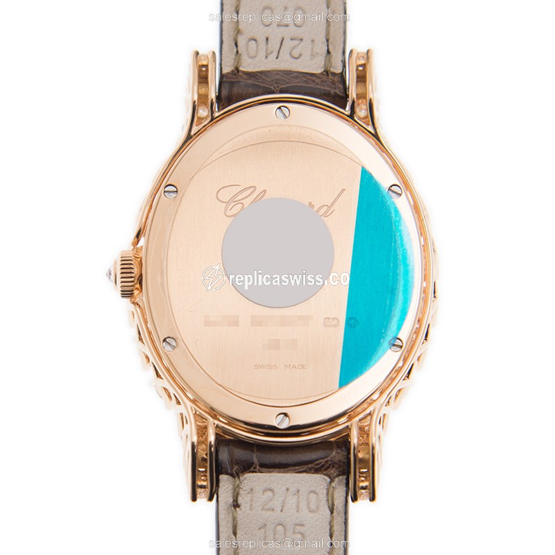 Chopard 139384-5104 Replica - Manual Wind - 18kt Rose Gold - White Dial - Brown Leather Strap - View 3