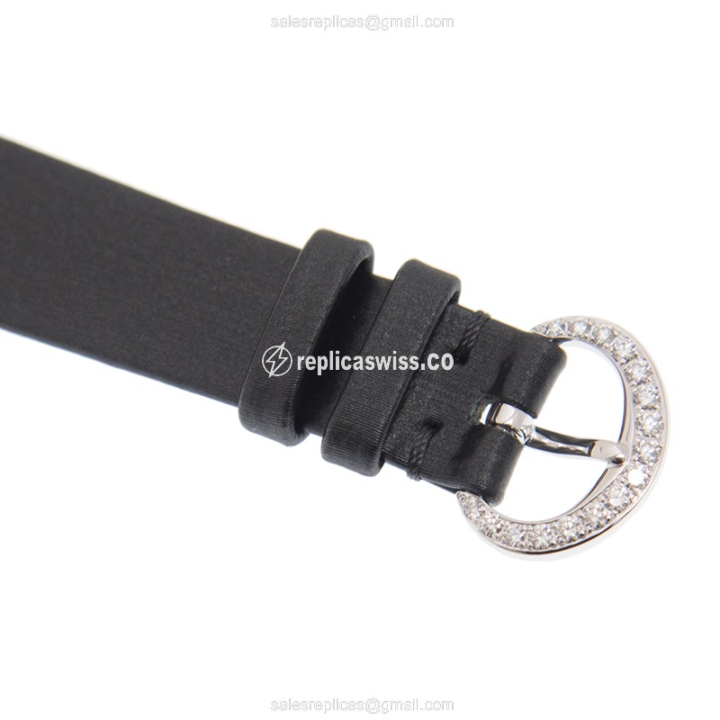 Chopard Happy Diamonds Quartz 18kt White Gold - Silver Dial - Silk Strap - Grey Buckle - View 4
