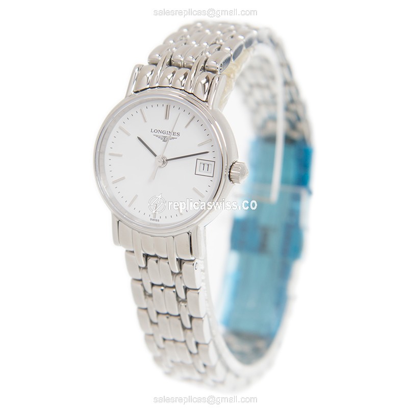Longines Presence Replica - Quartz - Stainless Steel - White Dial, Silver Clasp - View 3