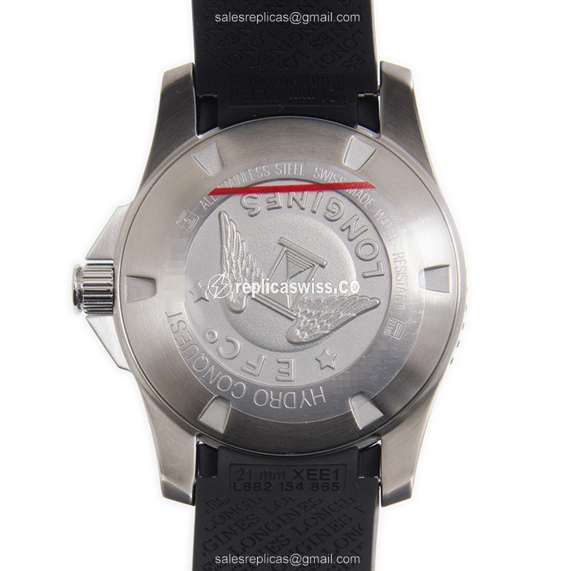 Longines CONQUEST Replica - Automatic - Ceramic & Steel - Black Dial - Rubber Strap - View 3