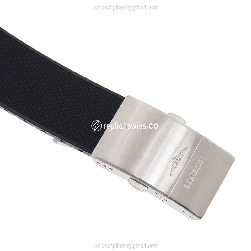 Longines CONQUEST Replica - Automatic - Ceramic & Steel - Black Dial - Rubber Strap - View 4