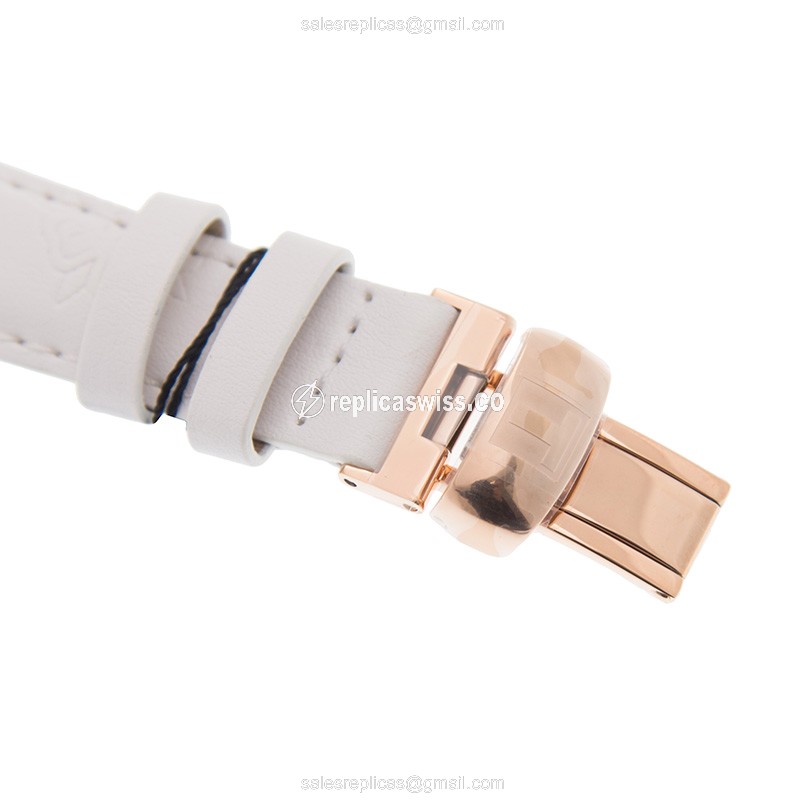 Tissot Lady Heart Replica - Automatic - 18kt Rose Gold - Steel Case - White Dial & Leather Strap - View 4