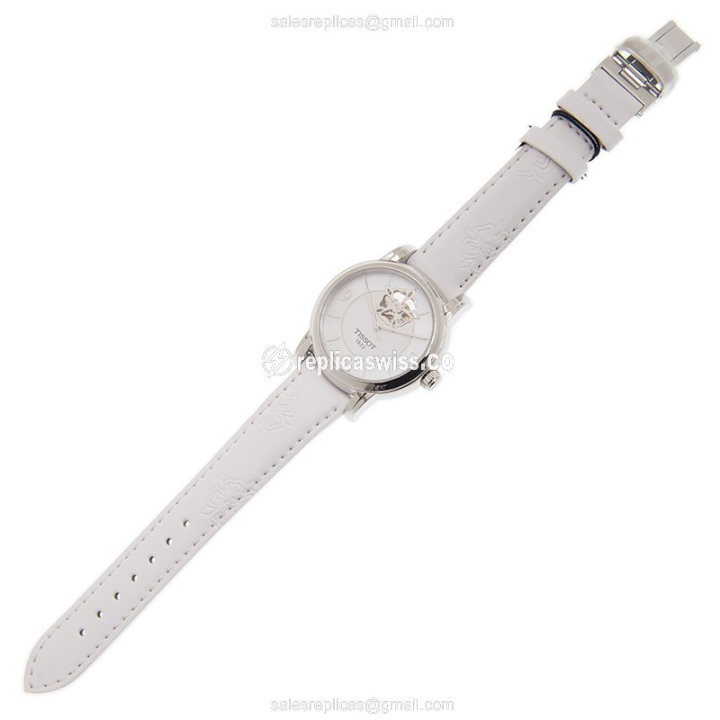 Automatic Tissot Lady Heart - Stainless Steel Case - White Dial - Leather Strap - View 2