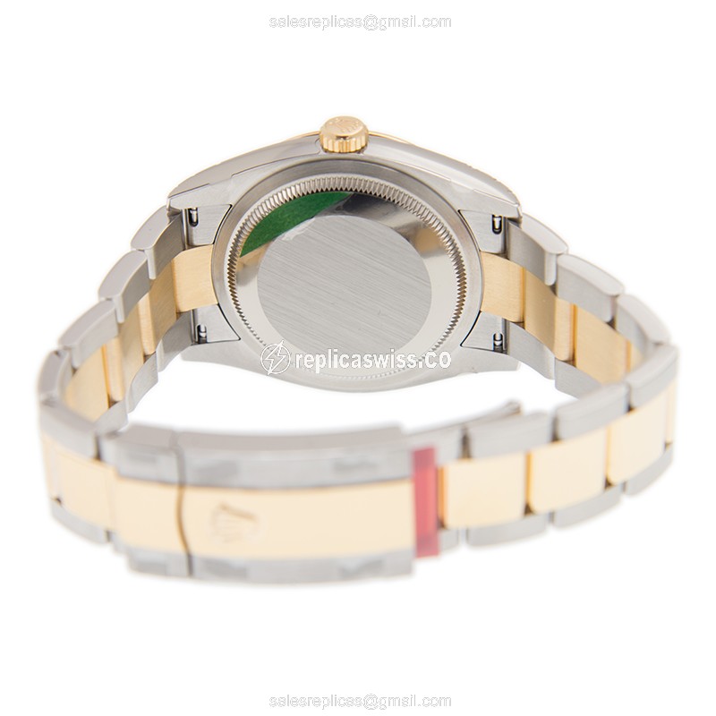 Rolex DATEJUST Replica - Automatic | 18kt Gold & Steel | Green Dial | Clasp - Gold Strap - View 4