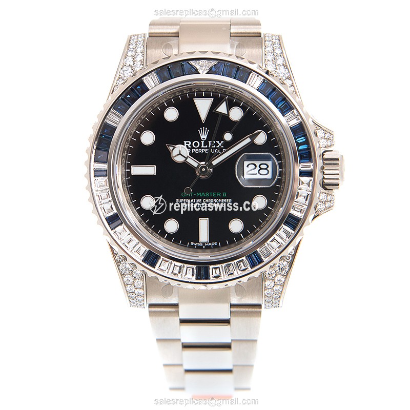 Rolex GMT-MASTER II Replica | Automatic | White Gold Case | Diamond Bezel - View 2