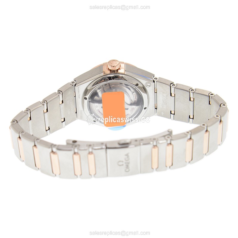 Omega Constellation Replica - Automatic - 18kt Rose & Steel Case - White Dial - Gold Strap - View 4