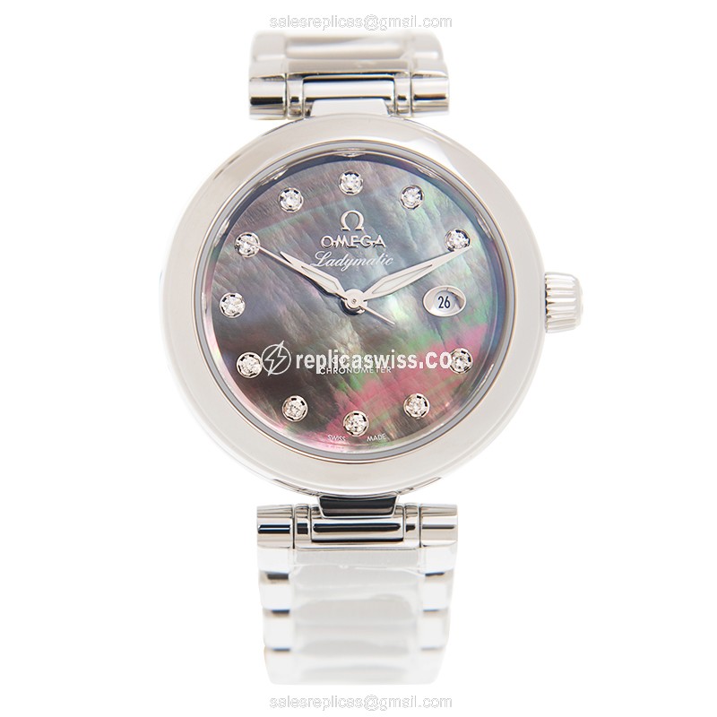 Omega DE VILLE Replica - Automatic - Steel Case - Black Dial on Silver Steel Strap - View 2
