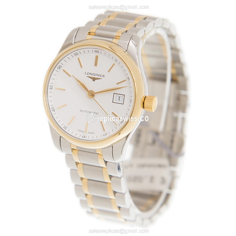 Longines L2.257.5.12.7 Replica - Automatic - 18kt Gold & Steel - White Dial - View 3
