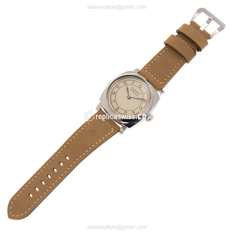 Panerai PAM00791 RADIOMIR Replica - Manual - Steel - White Dial - Brown Leather Strap - Buckle Clasp - View 2