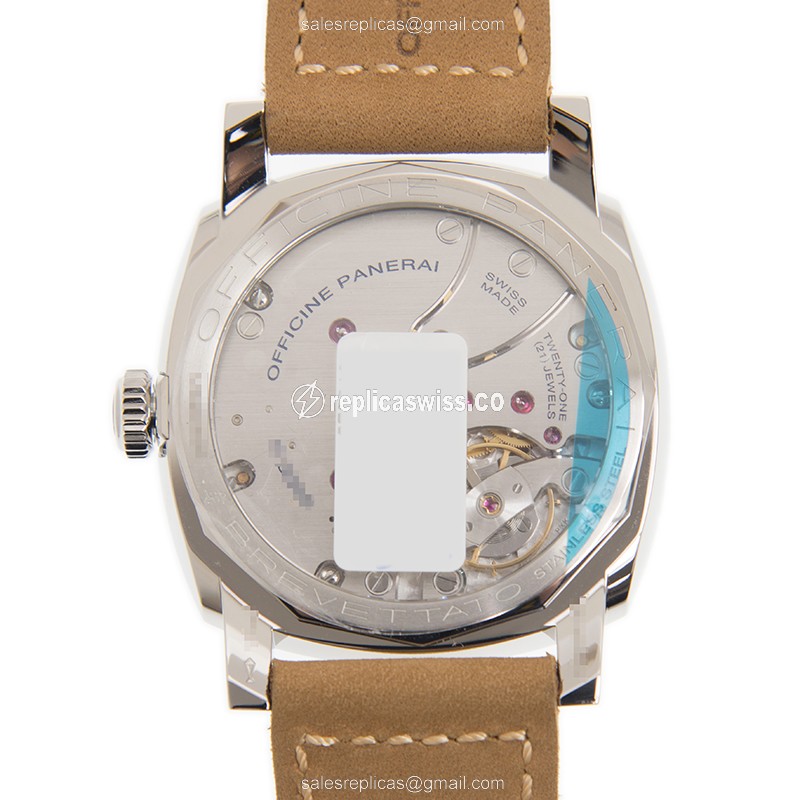 Panerai PAM00791 RADIOMIR Replica - Manual - Steel - White Dial - Brown Leather Strap - Buckle Clasp - View 3