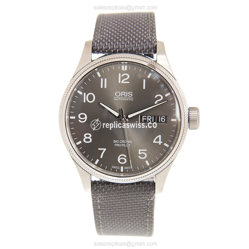 Oris BIG CROWN PROPILOT Replica - Automatic - Steel Case - Gray Dial - Grey Nylon Strap - View 2