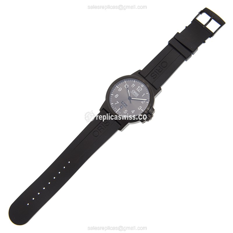 Oris Aviation Replica - Automatic - Stainless Steel - Gray Dial - Black Rubber Strap - View 2