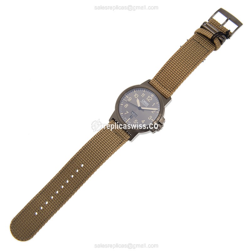 Oris Aviation Replica - Automatic - Stainless Steel - Gray Dial - Brown Nylon Strap - Buckle Clasp - View 2