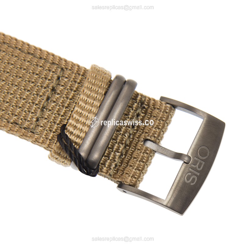 Oris Aviation Replica - Automatic - Stainless Steel - Gray Dial - Brown Nylon Strap - Buckle Clasp - View 4