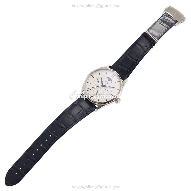 Oris Classic Date Replica - Automatic - Steel Case - Silver Dial - Blue Leather Strap - View 2
