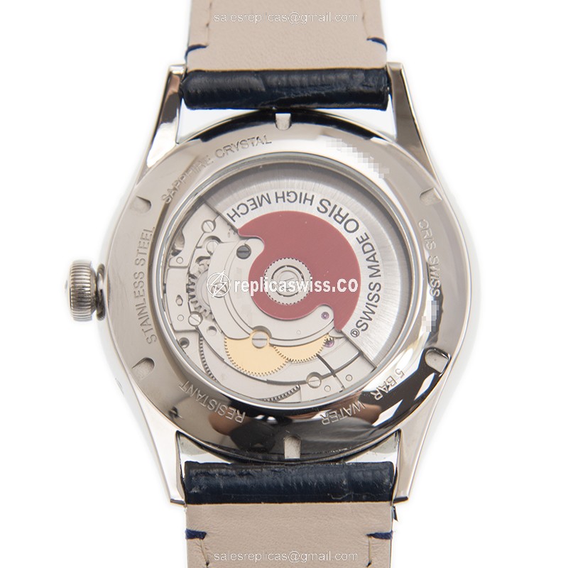 Oris Classic Date Replica - Automatic - Steel Case - Silver Dial - Blue Leather Strap - View 3