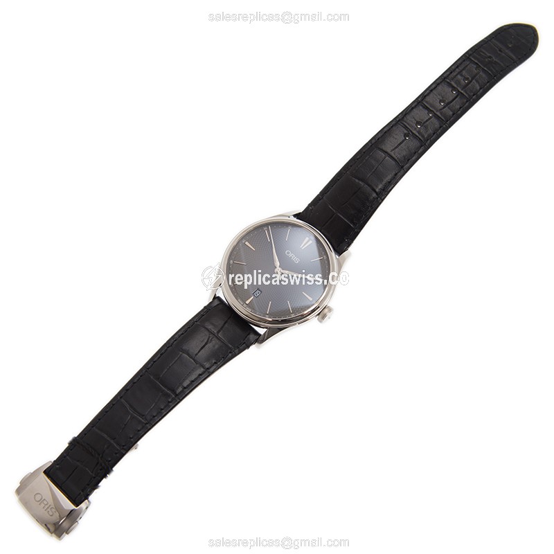 Oris Classic Date Replica - Automatic - Steel Case - Gray Dial - Black Leather Strap - View 2