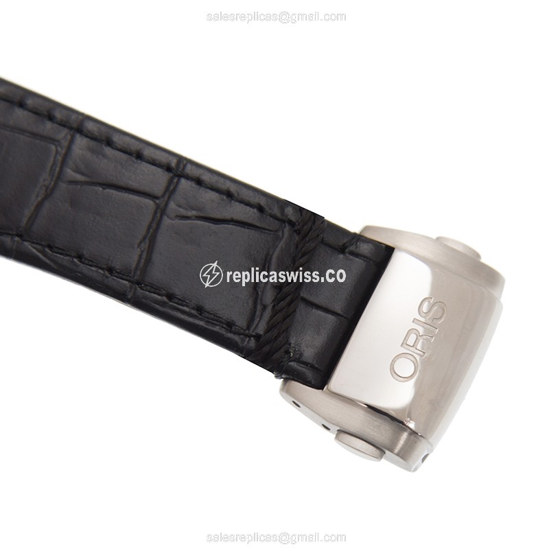 Oris Classic Date Replica - Automatic - Steel Case - Gray Dial - Black Leather Strap - View 3