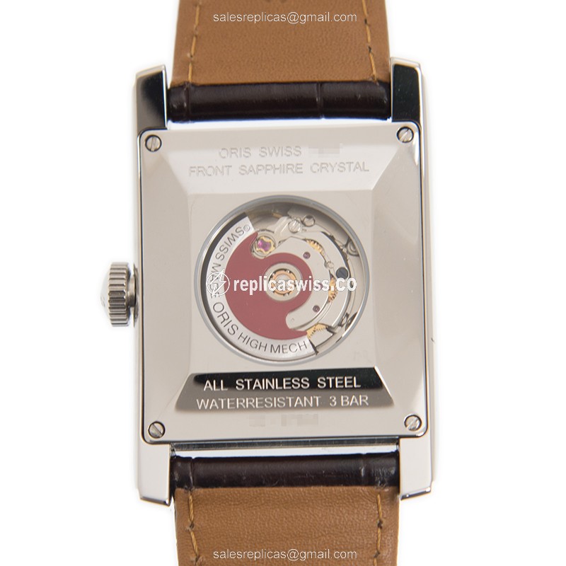 Oris Classic Date Replica - Automatic - Steel Case - Silver Dial - Brown Leather Strap - View 2