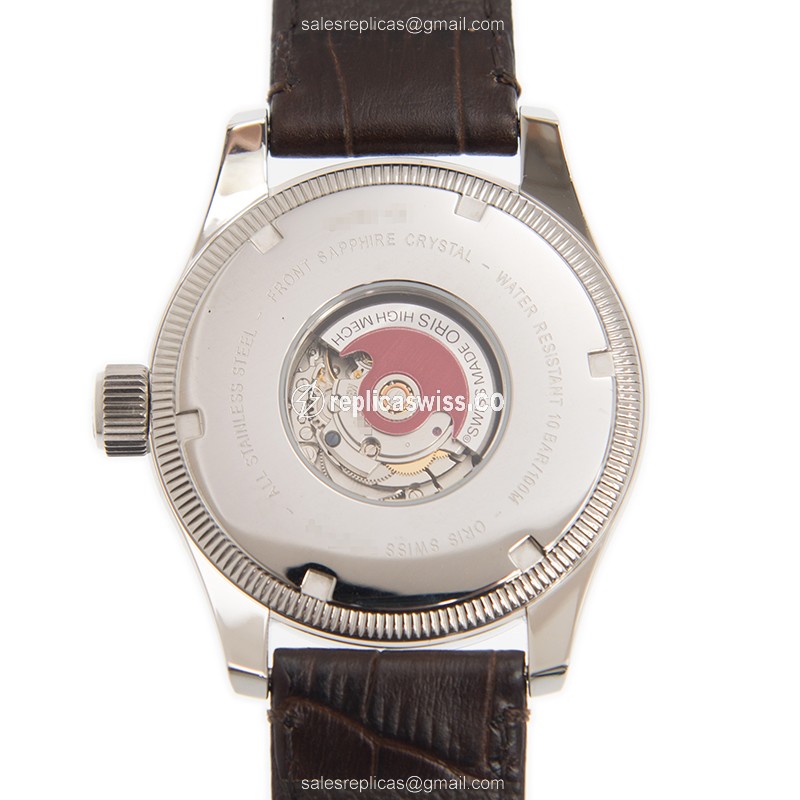 Oris Aviation 582 7678 4361 - Auto Movement - Silver Dial - Gold-Plated Case - Brown Leather Strap - View 2
