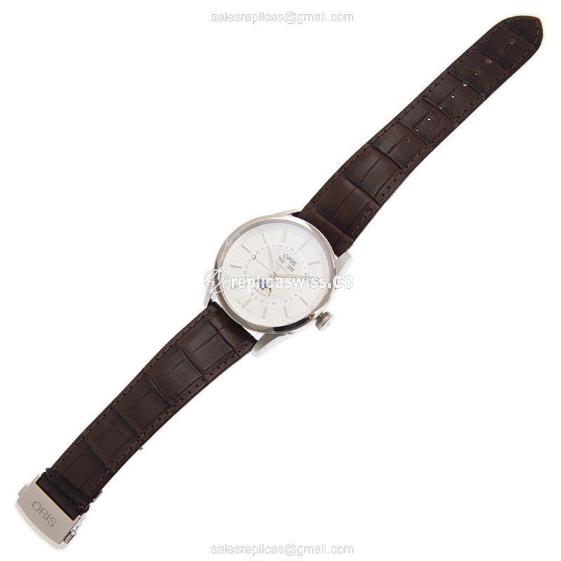 Oris Classic Date Replica - Automatic - Steel Case - Silver Dial - Brown Leather Strap - View 2