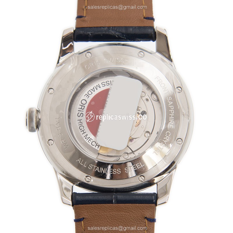 Oris Classic Date Replica - Automatic - Steel - Silver Dial - Blue Leather Strap - View 3
