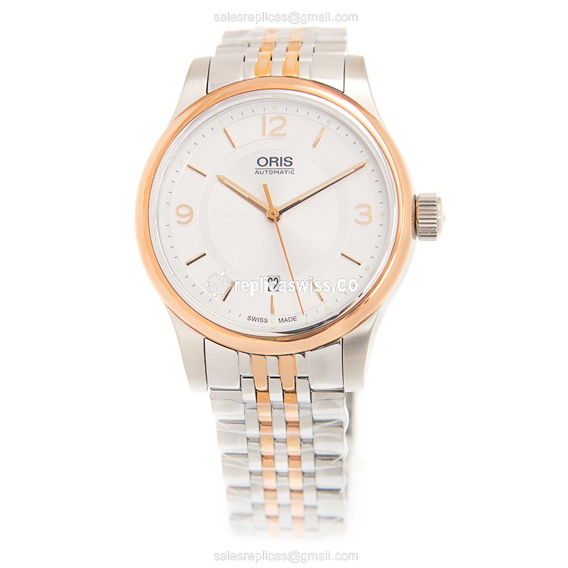 Oris Classic Date Replica - Automatic - Silver Dial - Gold-Plated Case - Steel Strap - View 2