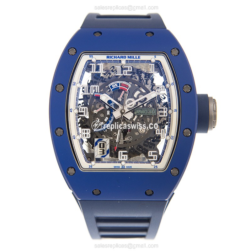 Richard Mille RM030 Automatic Steel - Skull Dial - Blue Rubber Strap - View 2