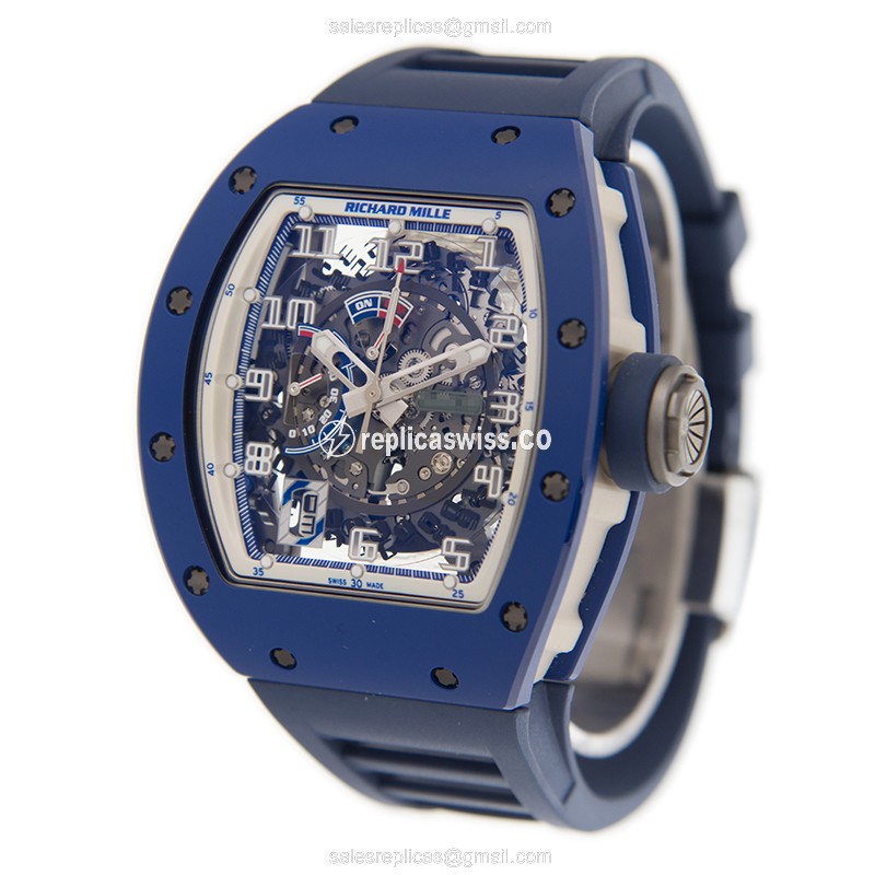 Richard Mille RM030 Automatic Steel - Skull Dial - Blue Rubber Strap - View 3