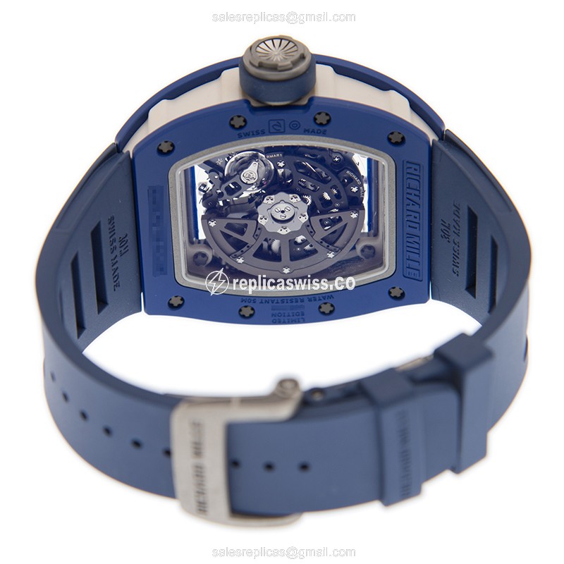 Richard Mille RM030 Automatic Steel - Skull Dial - Blue Rubber Strap - View 4