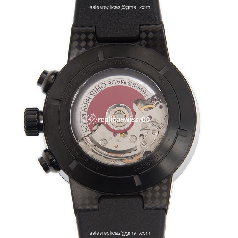Oris MOTOR SPORT 674 7725 8764 Replica - Automatic - Titanium - Black Dial, Black Rubber Strap - View 3