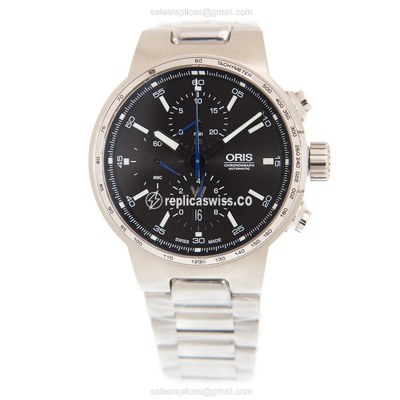 Oris MOTOR SPORT Replica - Automatic - Black Dial - Steel Case - Silver Band - View 2