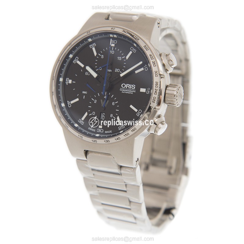 Oris MOTOR SPORT Replica - Automatic - Black Dial - Steel Case - Silver Band - View 3