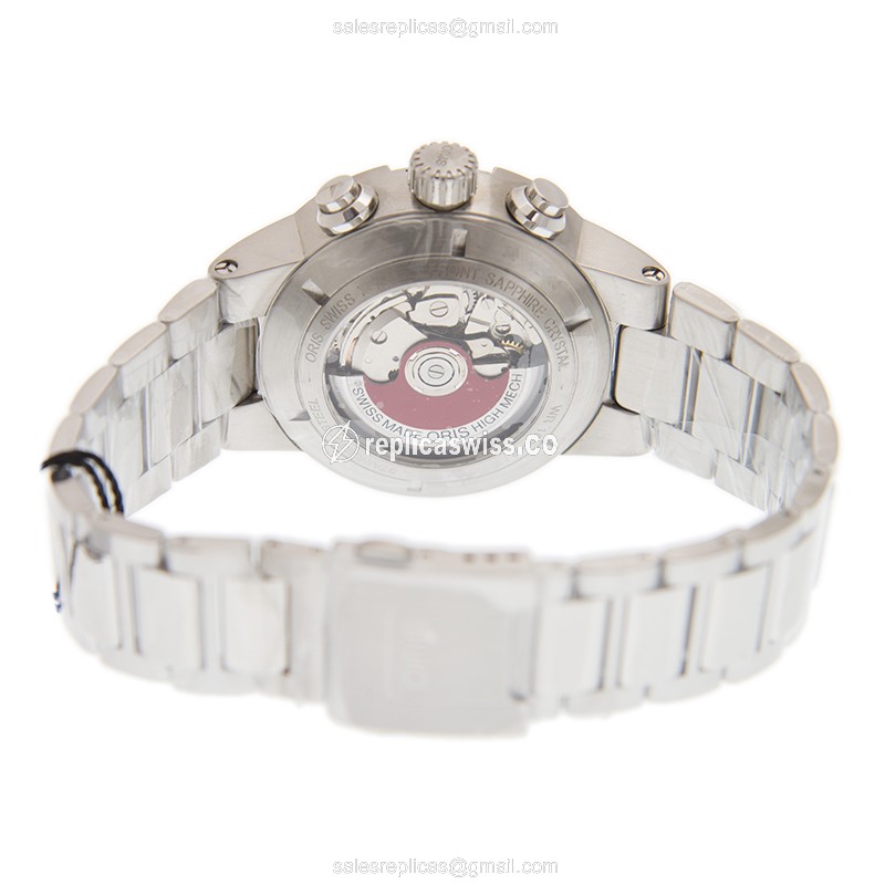 Oris MOTOR SPORT Replica - Automatic - Black Dial - Steel Case - Silver Band - View 4