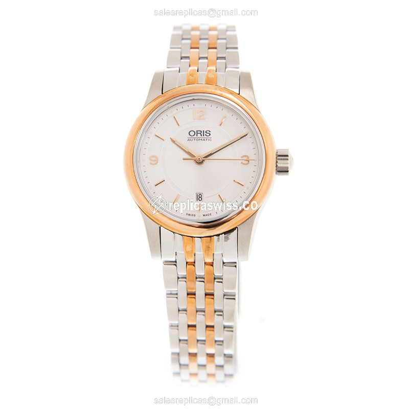 Oris Classic Date Replica - Automatic - Gold-Plated & Stainless Steel - White Dial - Gold Clasp - View 2