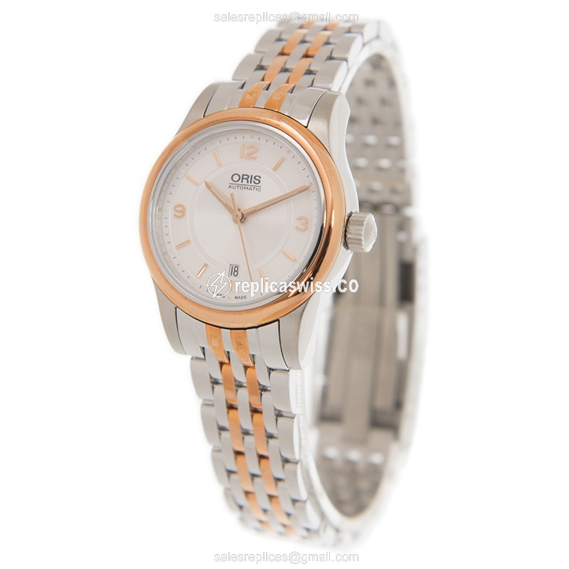 Oris Classic Date Replica - Automatic - Gold-Plated & Stainless Steel - White Dial - Gold Clasp - View 3