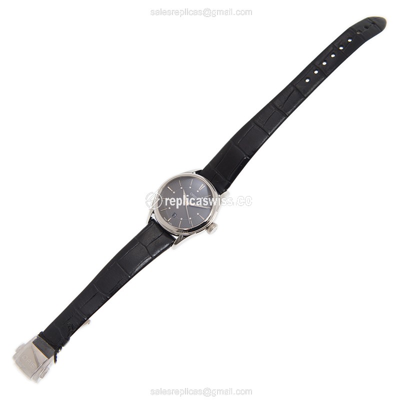 Oris Classic Date Replica - Automatic - Stainless Steel - Gray Dial - Leather Black Strap - View 2