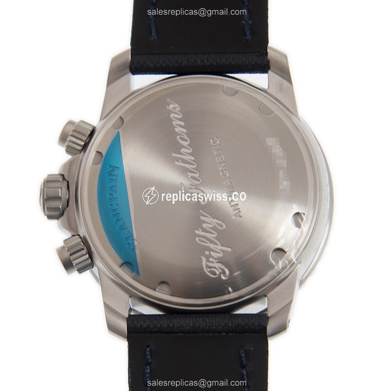 Blancpain 5085FB-1140-52B Replica - Automatic - Blue Steel Case - Canvas Blue Strap - View 3