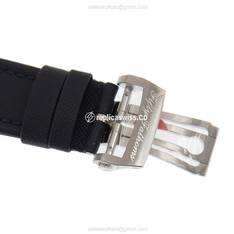 Blancpain 5085FB-1140-52B Replica - Automatic - Blue Steel Case - Canvas Blue Strap - View 4