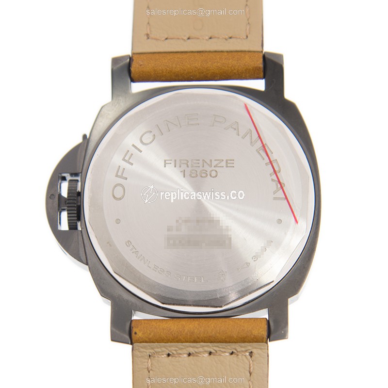 Panerai PAM00028 LUMINOR Replica - Automatic - PVD Titanium - Black Dial - Brown Leather Strap - View 3