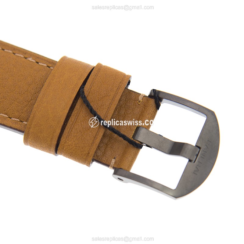 Panerai PAM00028 LUMINOR Replica - Automatic - PVD Titanium - Black Dial - Brown Leather Strap - View 4